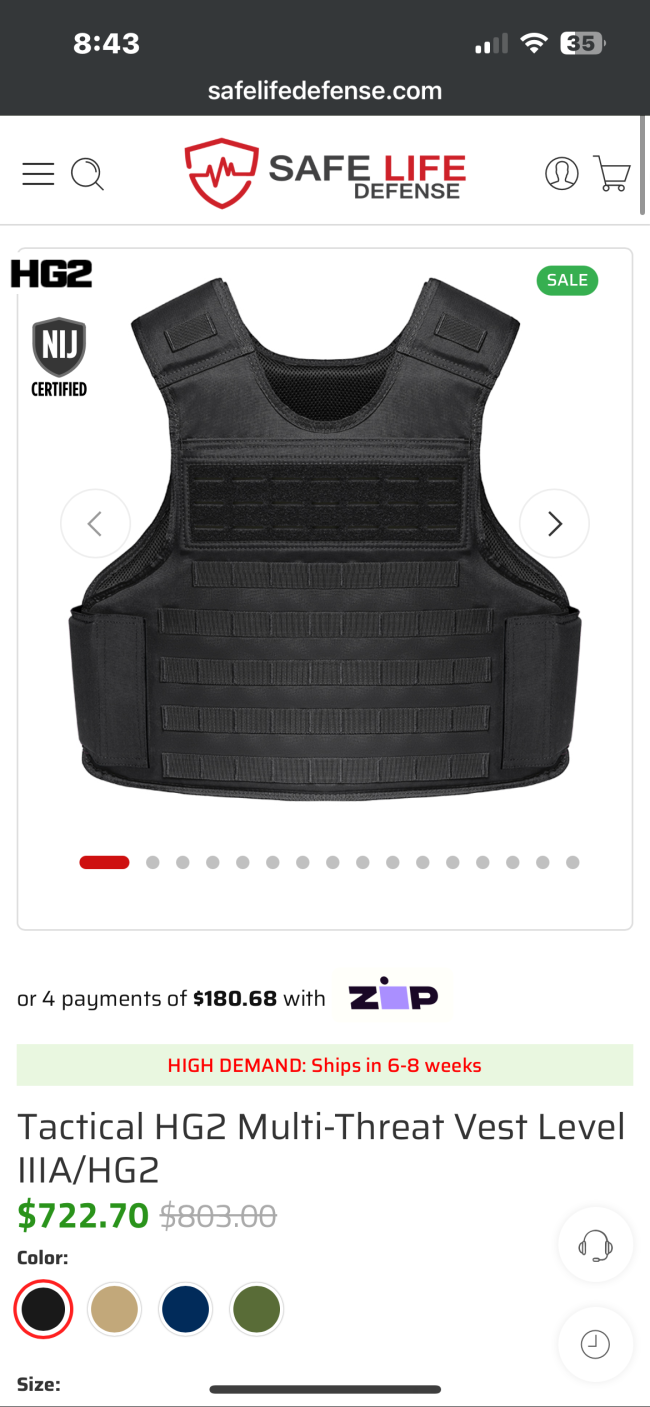 Safe Line Defense IIIA Plate Carrier